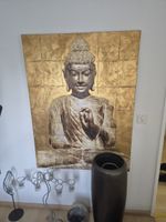 Wandbild Buddha goldfarben auf Leinwand, guter Zustand