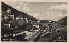 Bahnhof + Güterschuppen Disentis 17. IV.  1931. Eisenbahn