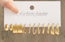Fashion Jewelry Set Gold Tone 6  Pairs Earrings New