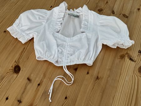 Trachtenbluse Dirndlbluse weiss 158/164 Rüschen Mädchen