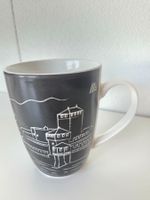 ALDI Suisse Tasse mit Burgmotiv schwarz weiss neu