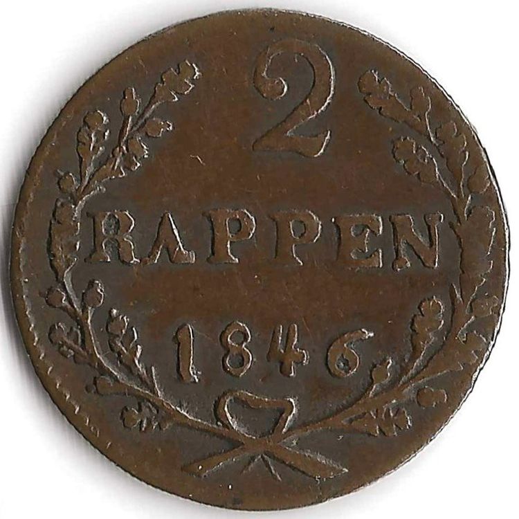 M nze Kanton Schwyz 2 Rappen 1846 HMZ 2 810n Gebraucht In Fl elen F r 