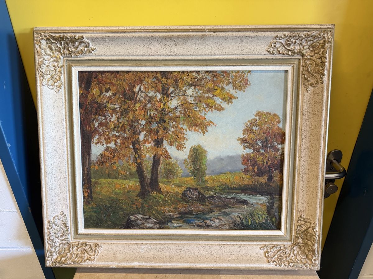 Dipinti: Oelgemaelde Landschaft R.F. Leuthold 1956 mit Rahmen – Usato da Strengelbach venduto da RaenAntikDesign