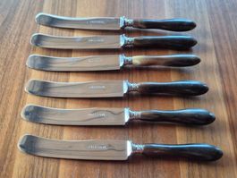 Messer Set 6 Stueck Cast Steel Griff Holz guter Zustand