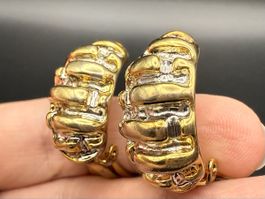 Vintage Ohrringe in Goldfarbe und Silberfarbe, zweifarbig