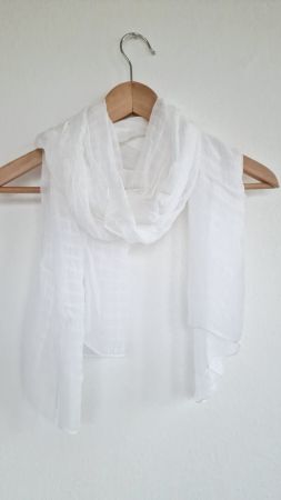Damen Foulard ca. 45cm x 160cm Weiss Karo-Muster