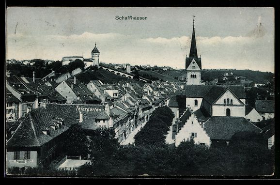 Cartoline postali: Schaffhausen, Stadtansicht mit Kirche un – Usato da Berlin venduto da bartko-reher
