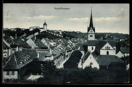 Schaffhausen, Stadtansicht mit Kirche un