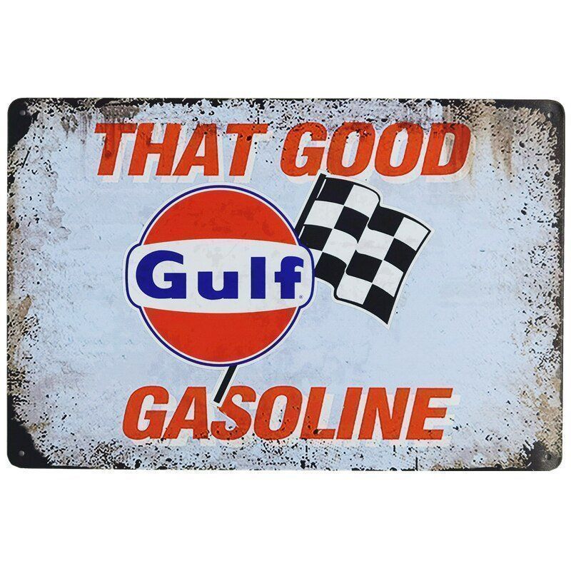 Gulf Oil Insegne: Plaque vintage Blechschild Gulf – Nuovo e nell'imballaggio originale da Uvrier venduto da AlpineTreasures