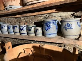Blaue Steinguttöpfe Lot von 11 Stück