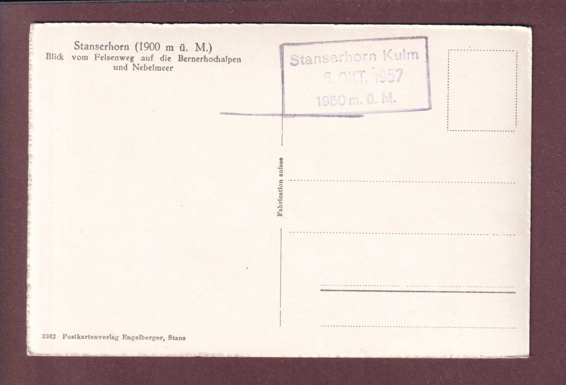 Cartoline postali: STANSERHORN - Felsenweg – Usato da Pully venduto da nicecards 1