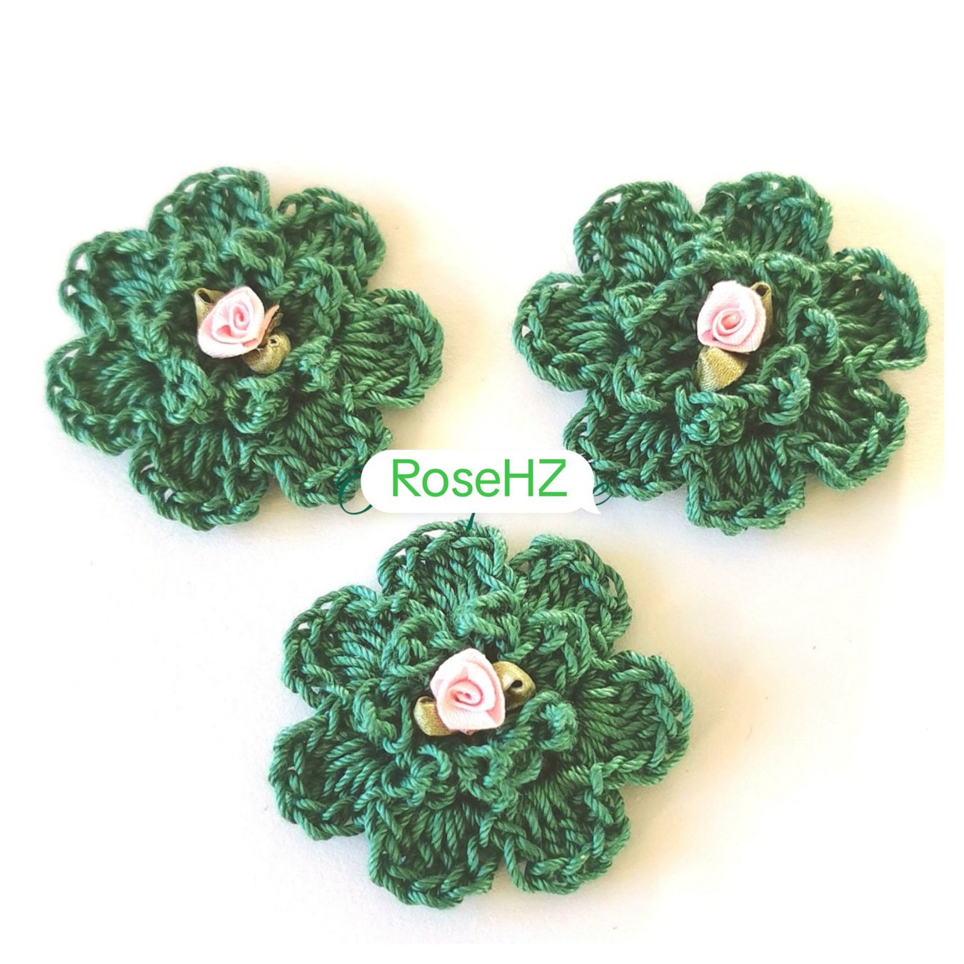 Patches: Gehäkelte Blumen 3.Stück Baumwolle – Neu (gemäss Beschreibung) aus Schaffhausen von RoseHaekelzauber