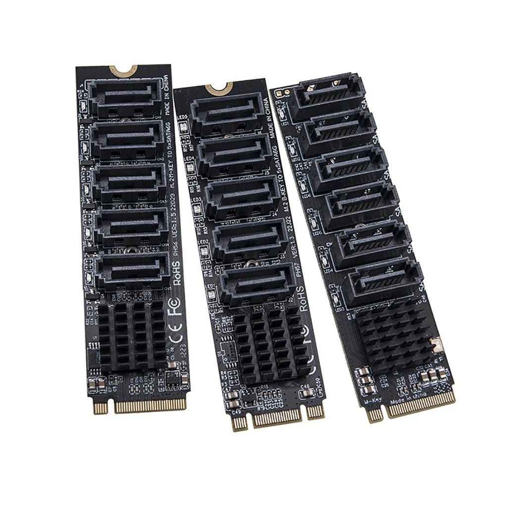 Elektronikbauteile: M.2 zu SATA 3.0 Riser Karte M2 M-KEY PCI-E Erweiterung – Neu und originalverpackt aus Unterägeri von RmOnline 5