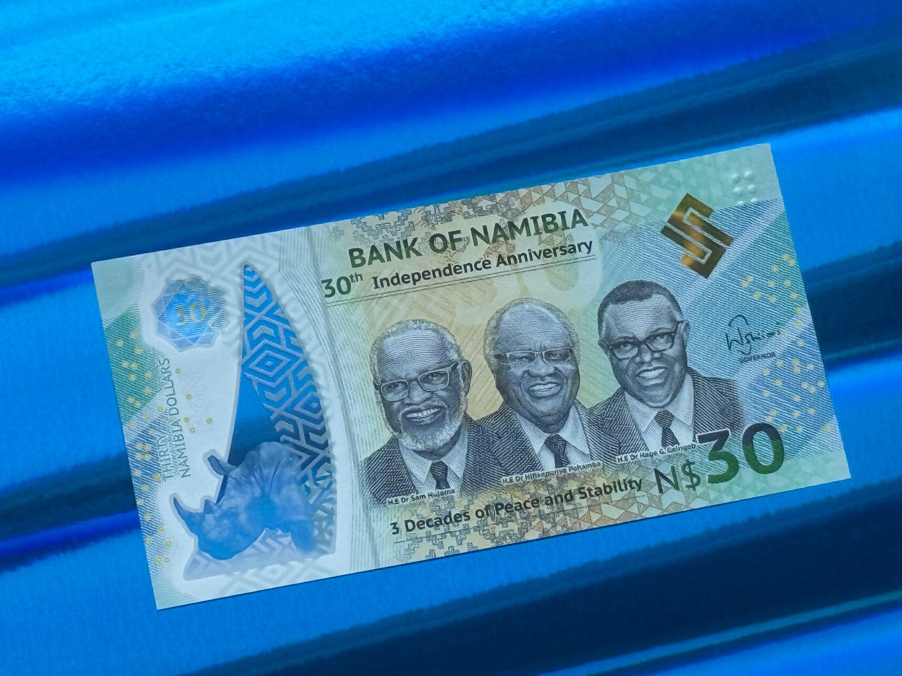 Banknoten: *** Namibia 2020 - N$ 30 UNC - Nashorn – Neu und originalverpackt aus Pfäffikon SZ von Sieben77 5
