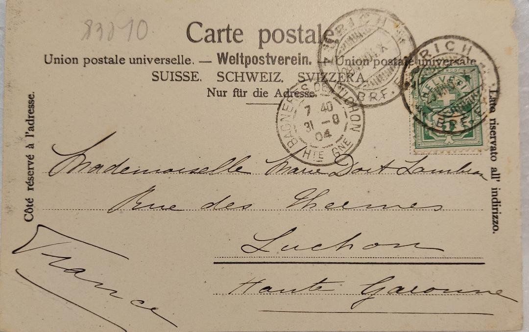 Cartoline postali: ZÜRICHHORN - Brücke - 1904 – Usato da Delémont venduto da Domdom1 1