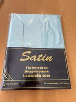 Satin Fixleintuch, hellblau, neu, 90 x 190cm, ungebraucht