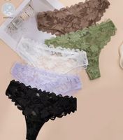 5x Floral-Spitzenstring-Dessous-hoher Tragkomfort-Grösse L