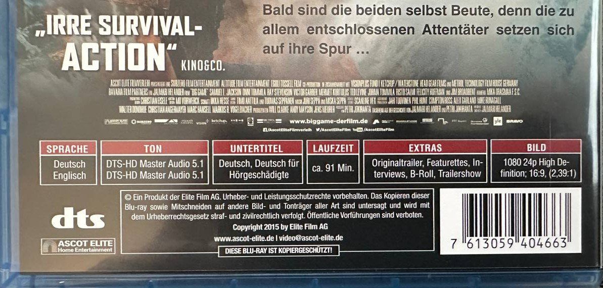 Tutti i DVDs: Big Game Blu-ray, Action mit Samuel L. Jackson – Usato da Beringen venduto da Mantafisch1 2