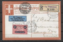 Festpostkarte 1928 Eingeschrieben Flugpost zürich-Genf