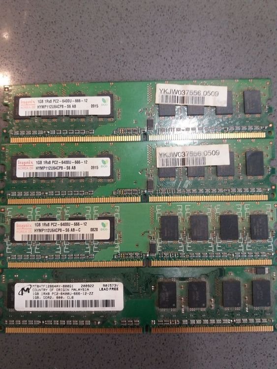 4x 1GB PC2 6400U DDR2-800 666-12 | Kaufen auf Ricardo