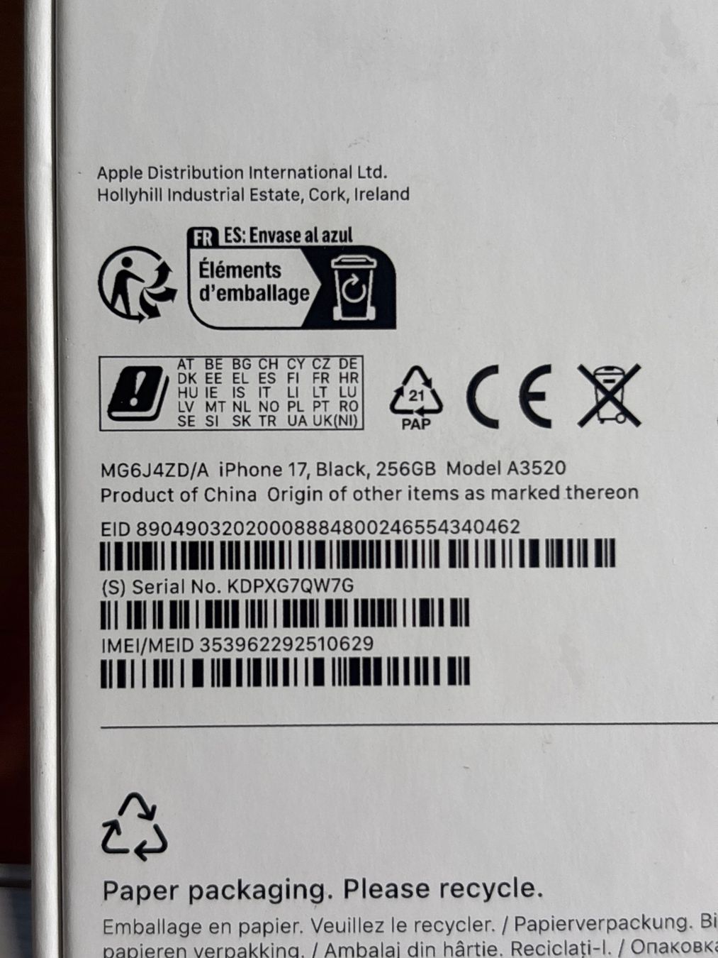 Apple Telefoni cellulari / Smartphones: iPhone 17, 256GB, Black, Ungeöffnet mit OVP – Nuovo e nell'imballaggio originale da Weesen venduto da Derlord1234 5