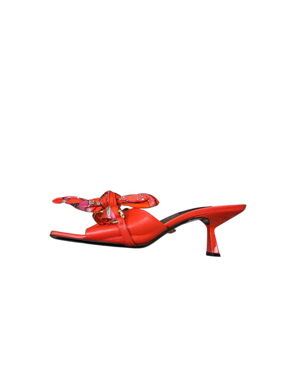 Versace Scarpe da donna: Versace Red Leather Chain Detail Mules – Usato da Zürich venduto da finesse.shop 1