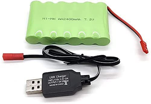 batteria-7-2v-2400mah-ni-mh-aa-attacco-jst-rc-con-cavo-usb-nuovo-e