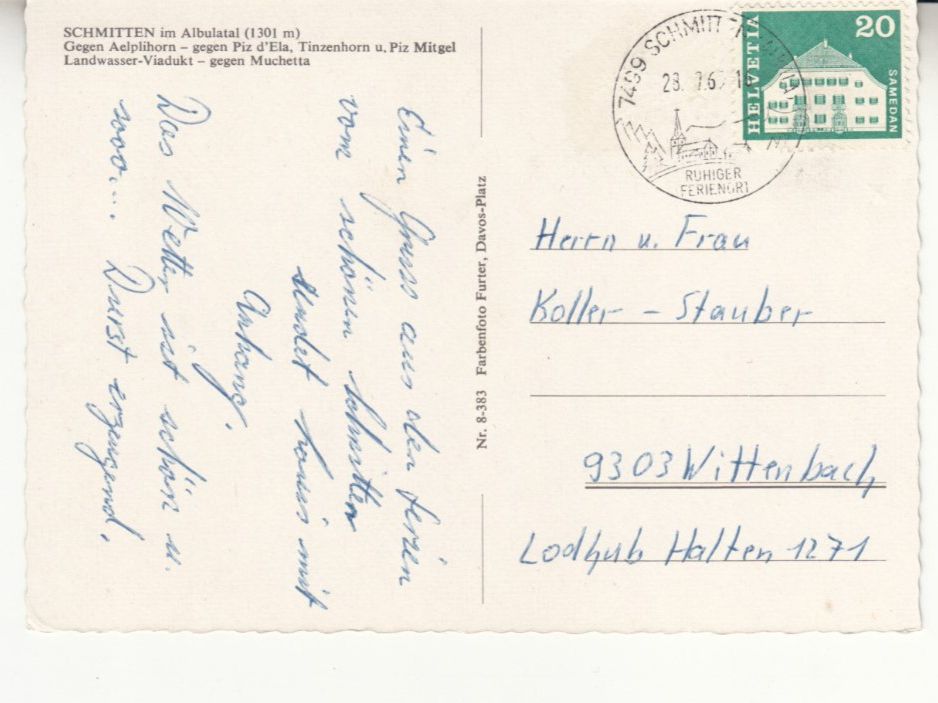 Cartoline postali: Schmitten 1969 – Usato da Bürglen TG venduto da StampGraf 1