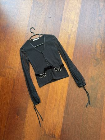 Blumarine Cardigan Noir Dentelle T 36 Vintage Top Été 57