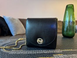 Vintage Coach schwarze Leder-Crossbody-Tasche