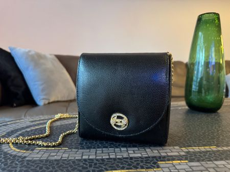 Vintage Coach schwarze Leder-Crossbody-Tasche