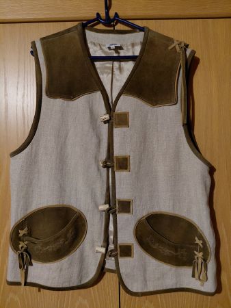 Gilet Leinen mit Echtleder