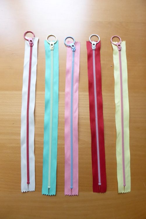 5 Reissverschlüsse mit Ringzipper, 30 cm lang, farbig, neu 1