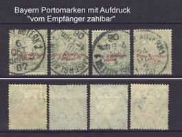 Bayern Portomarken mit Aufdruck, gestempelt