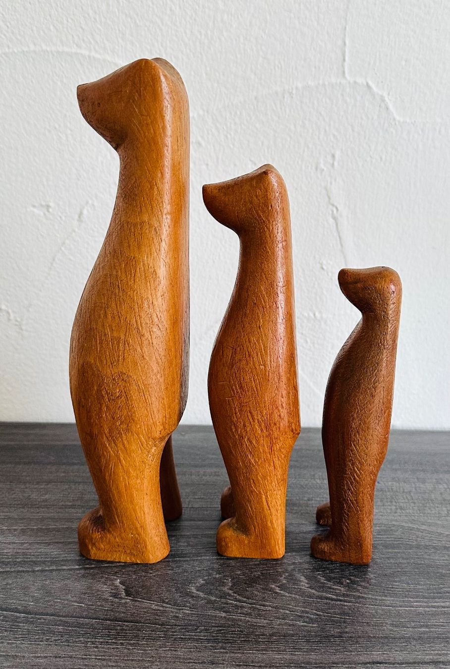 Statuette: 3 Erdmännchen vintage, Holz evtl. danish – Usato da Zürich venduto da brazerola 3