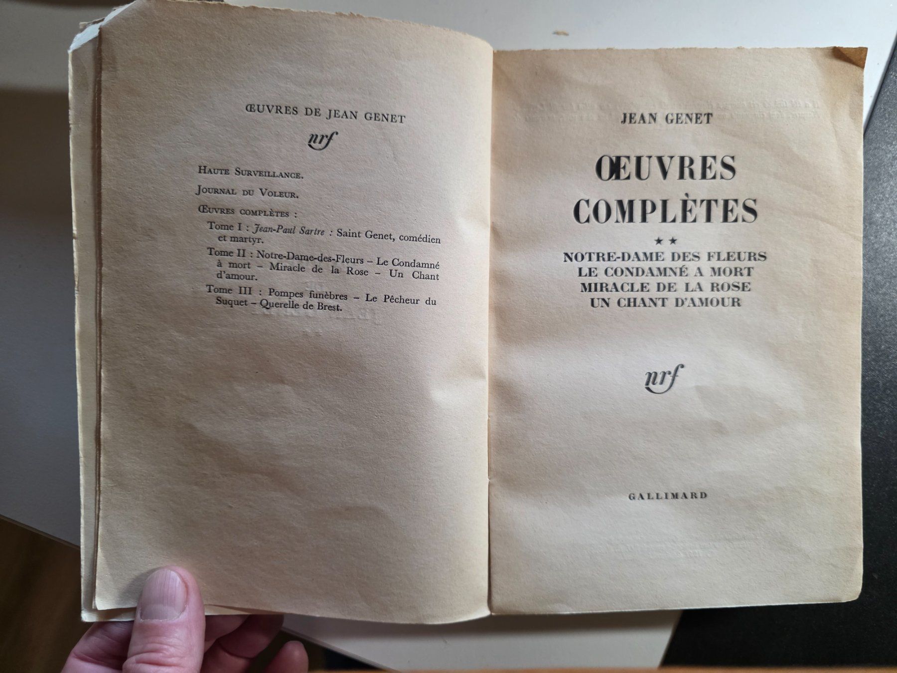 Bücher: Jean Genet - Oeuvres Complète - Notre Dame - 1951 – Gebraucht aus Walterswil BE von Lonitti 2