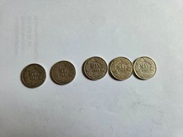 1/2 Franken Münze Schweiz 5Stk. 1920/21/31/45/46