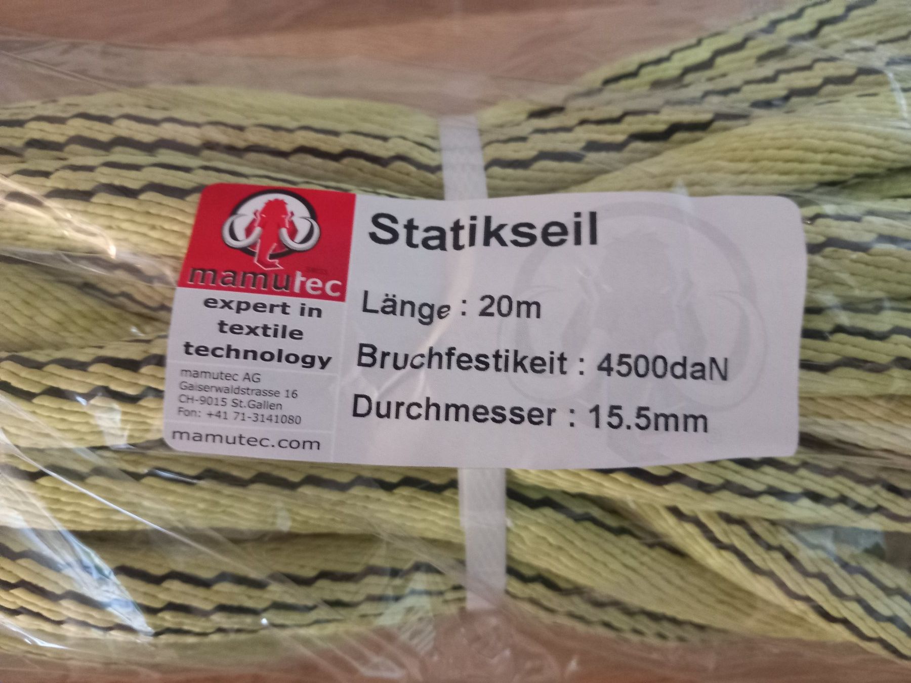 Mamutec Cordes: Mamutec Statikseil 20m/15.5mm – Neuf avec emballage d'origine à Thun par Beas-Allerlei 1