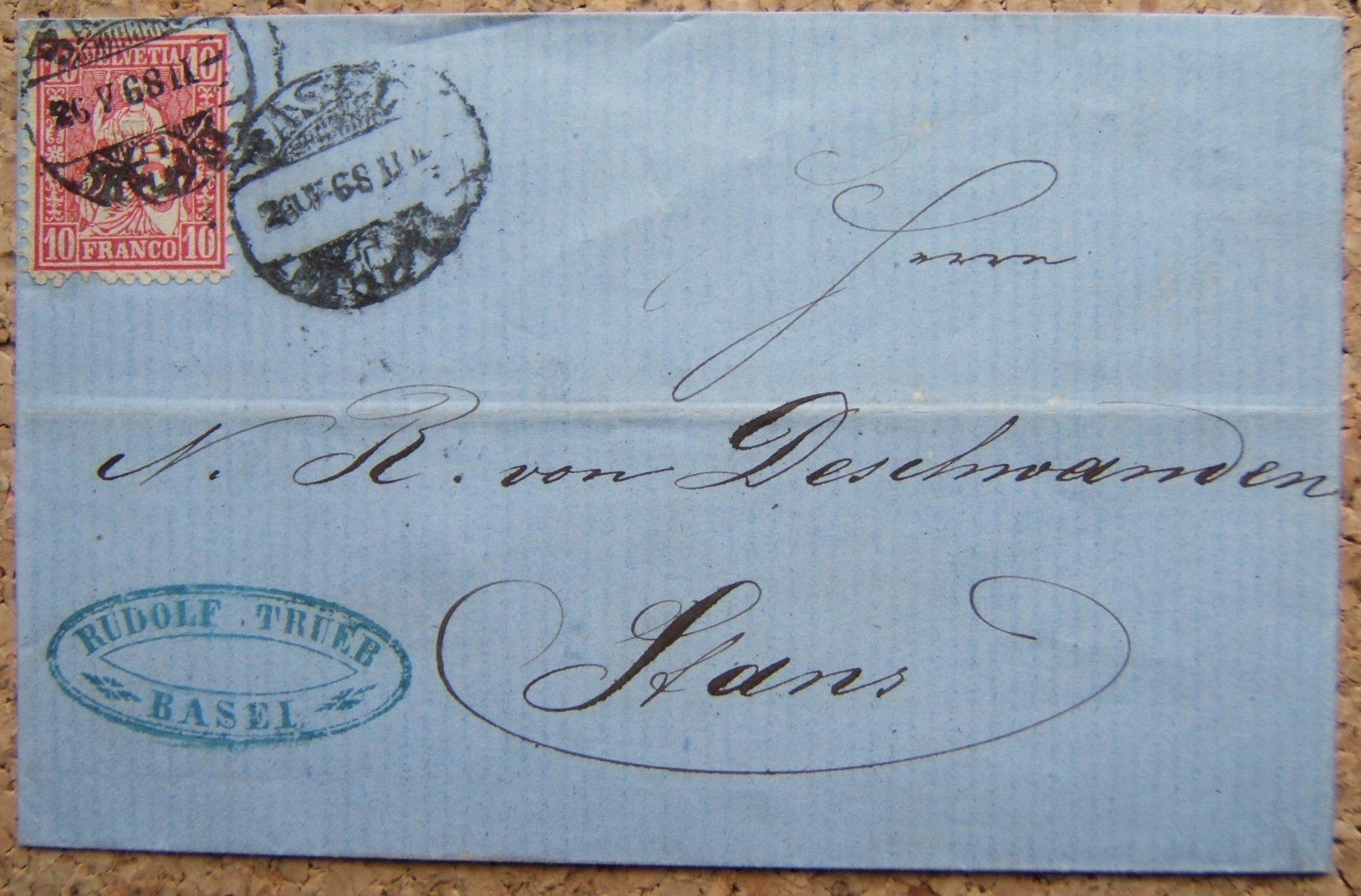 Tous les timbres: FALTBRIEF BASEL - STANS 1868 – D'occasion à Brunnen par Nonne04
