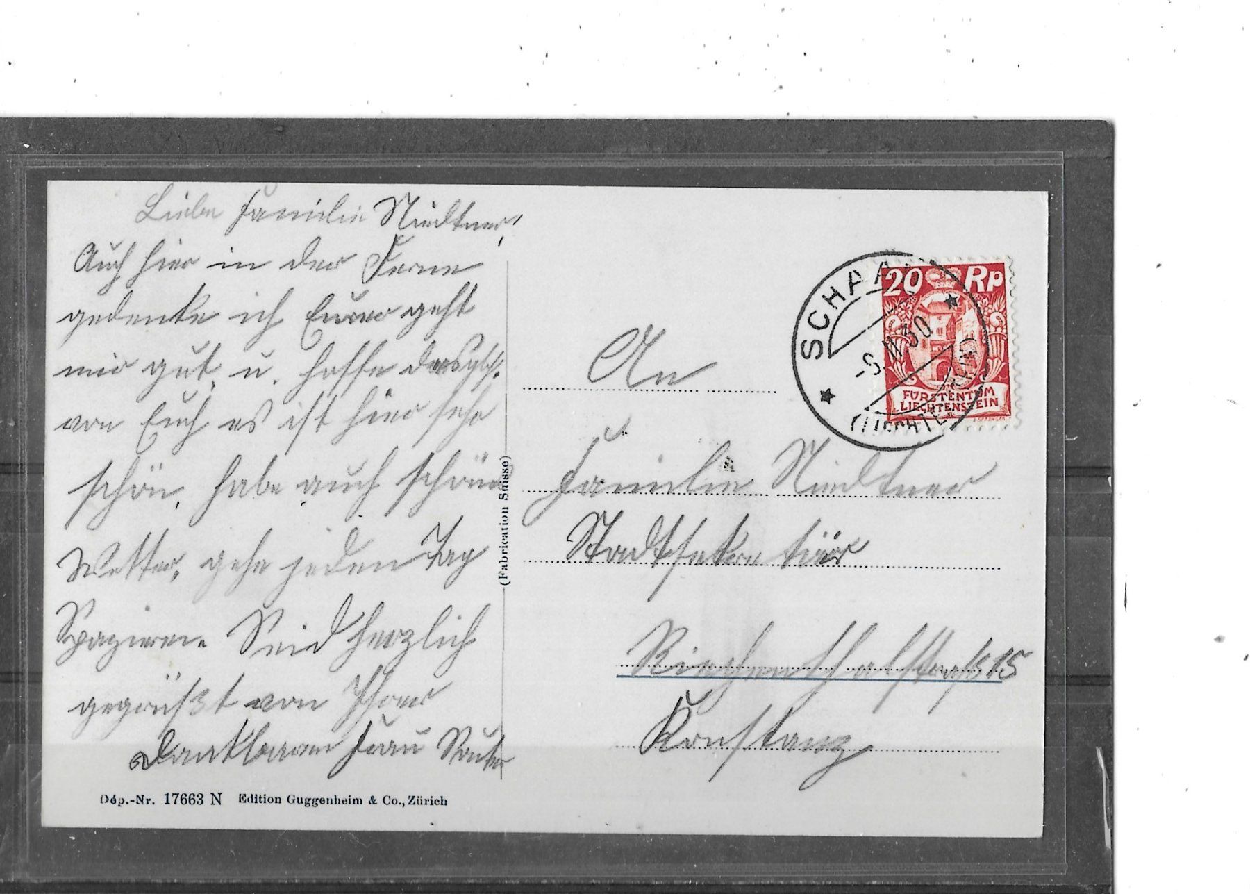 Cartoline postali: FL Schaan 1930 – Usato da Schocherswil venduto da Wilare 1
