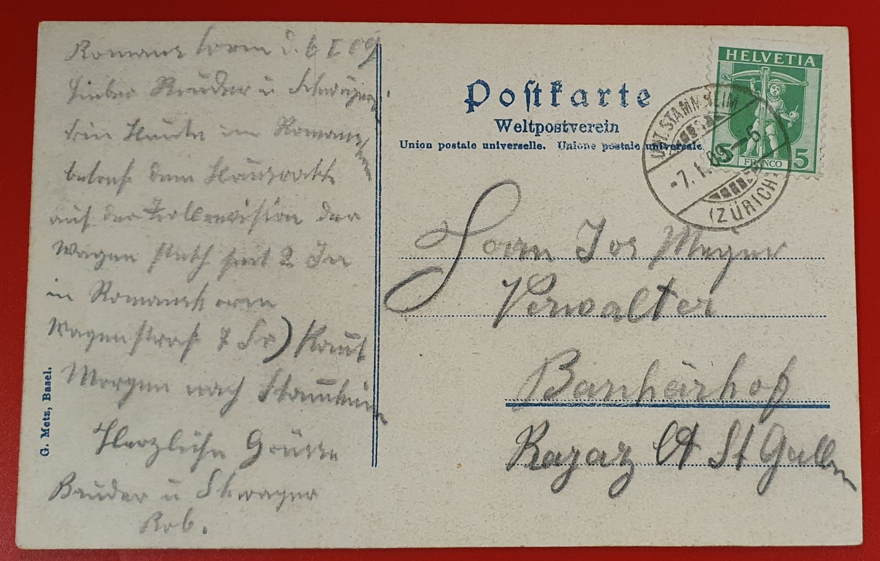 Cartoline postali: Romanshorn 1909 - Bahnhofstrasse – Usato da Kreuzlingen venduto da Rschweiz1 1