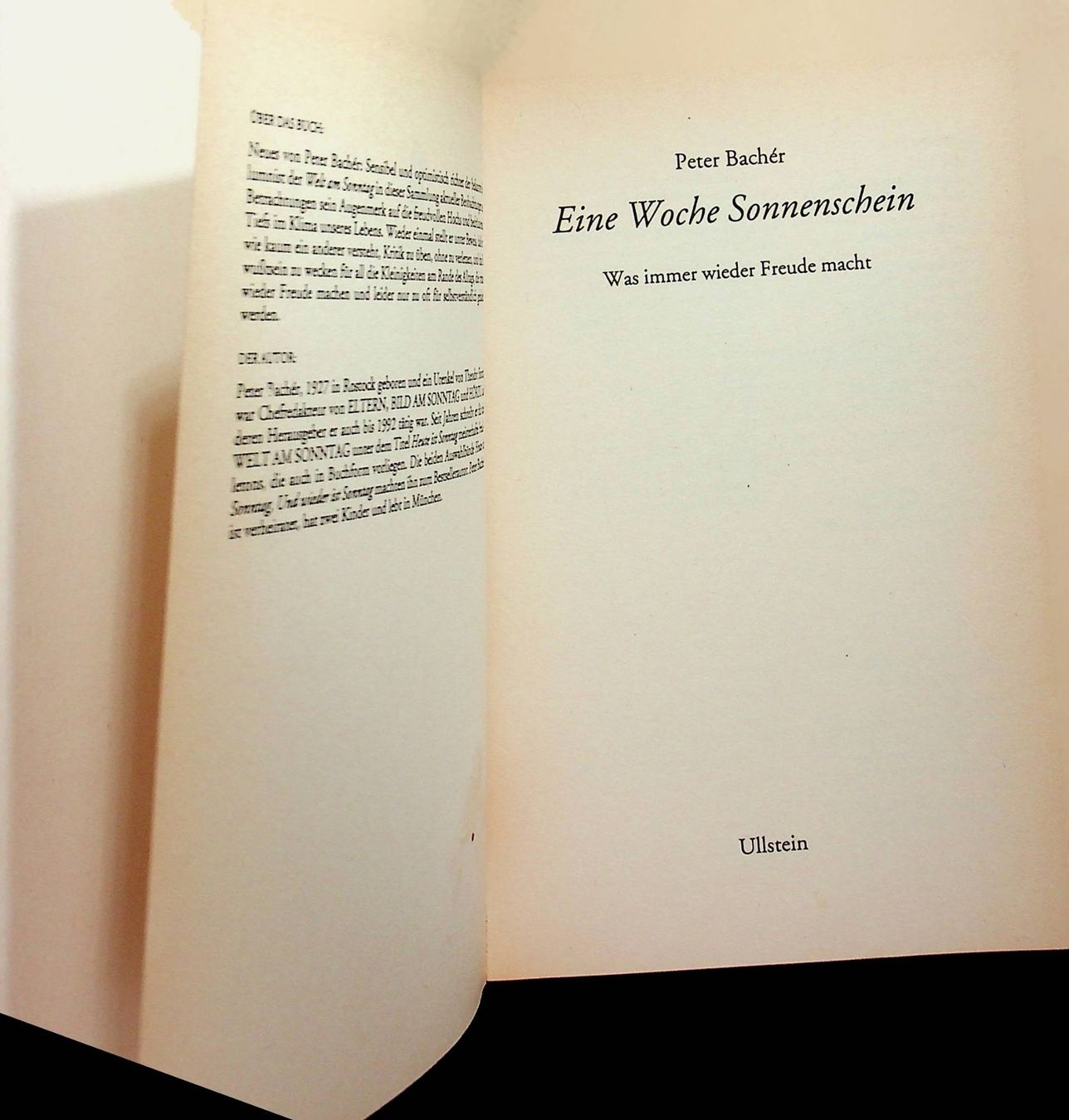 Libri: Peter Bachèr Eine Woche Sonnenschein – Usato da Reitnau venduto da Zaomir 2