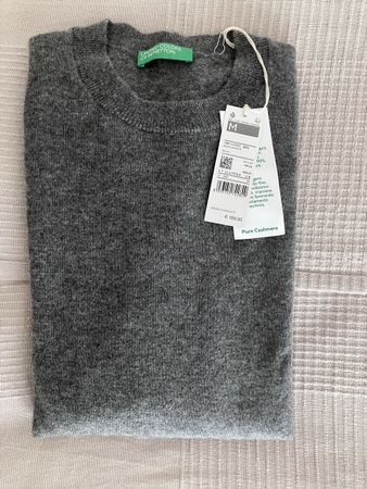 Benetton Pullover - Grau - 100% Kaschmir - NEU