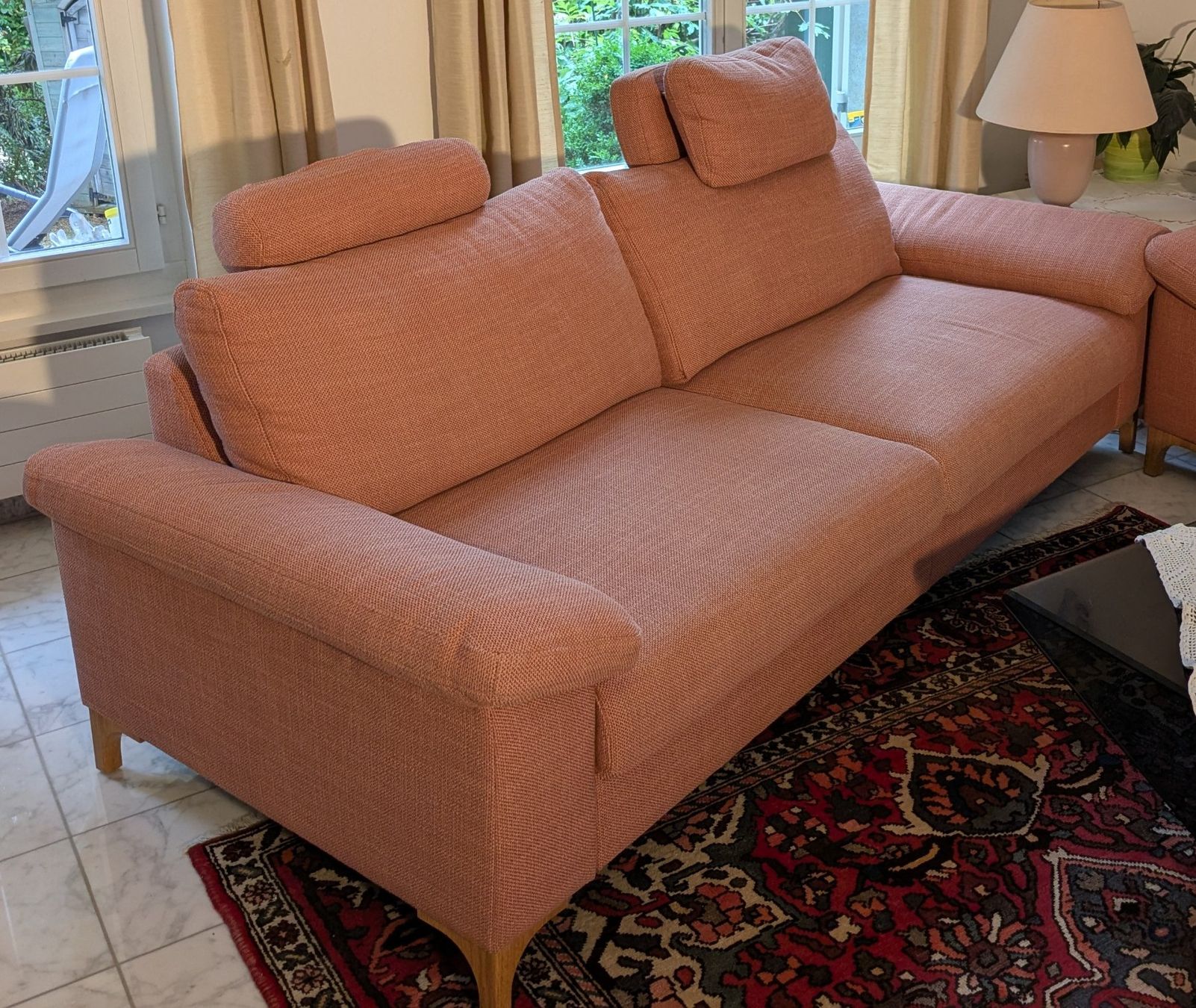 Livique Divani: 3er Sofa lachsfarbig 223cm lang – Usato da Giffers venduto da agu25 2