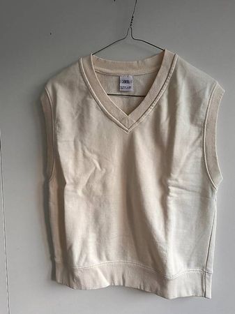 Haut sans manches Zara fille 11/12 ans (152 cm), col V beige
