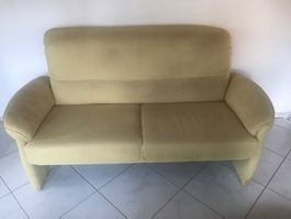 Sofa gelb-hellgrün, Canapé, Polstergruppe, Velours