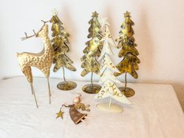 Metall-Weihnachtsdeko: Tannenbaum, Elch & Engel