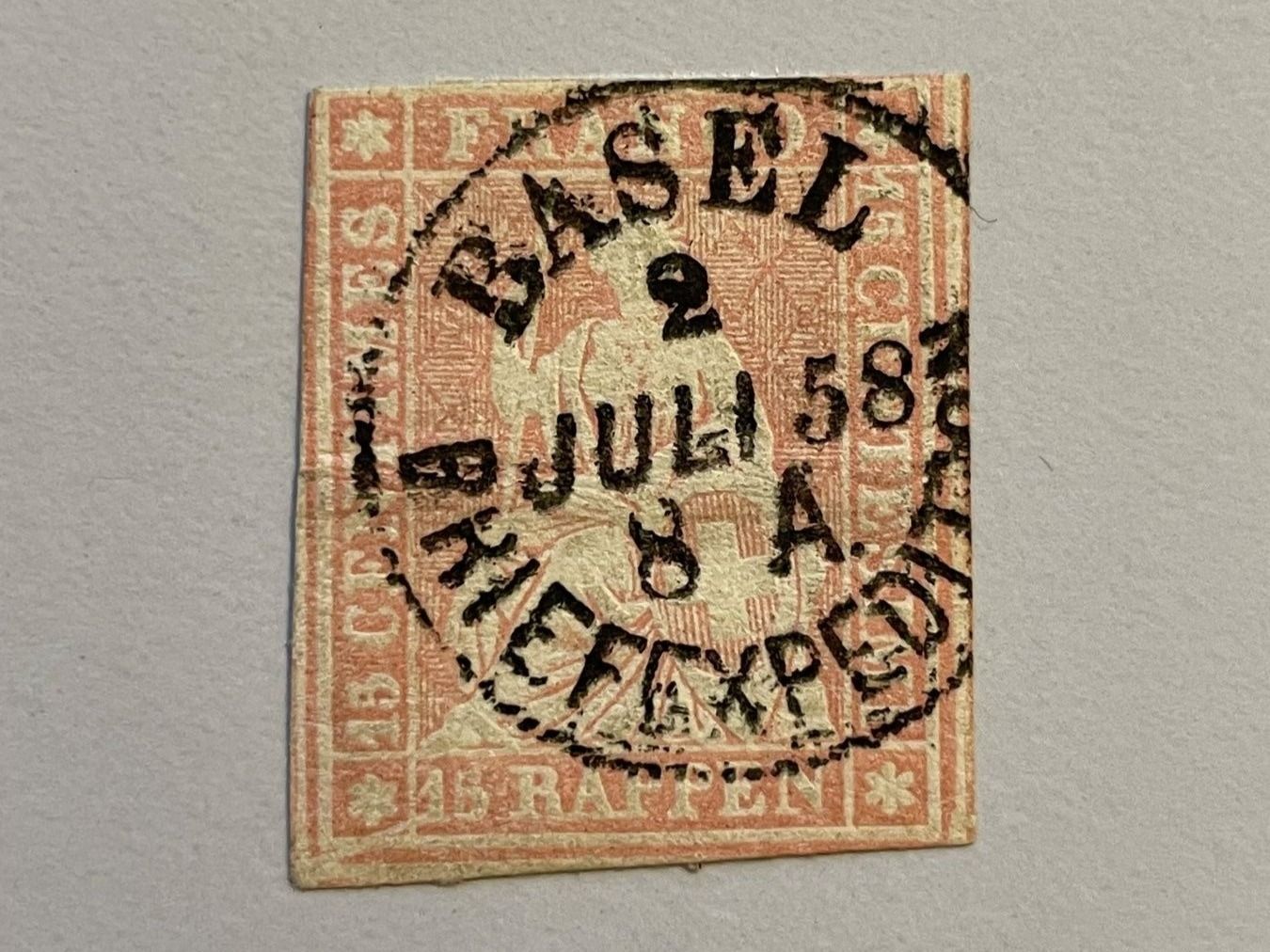 Alle Briefmarken: Strubel 25Rp, gestempelt Basel – Gebraucht aus Küssnacht am Rigi von POSTOMASTER