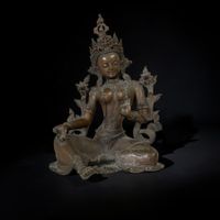Grüne Tara Figur Tibet alte Buddhistische Skulptur 41cm
