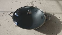Wok Pfanne Bodum schwarz mit Glasdeckel guter Zustand